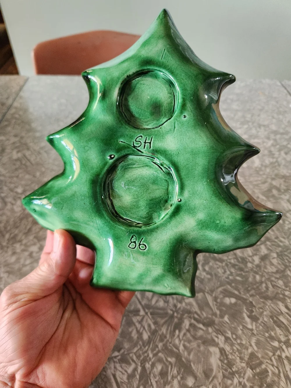 Green Holly Leaf Ceramic Holiday Dish